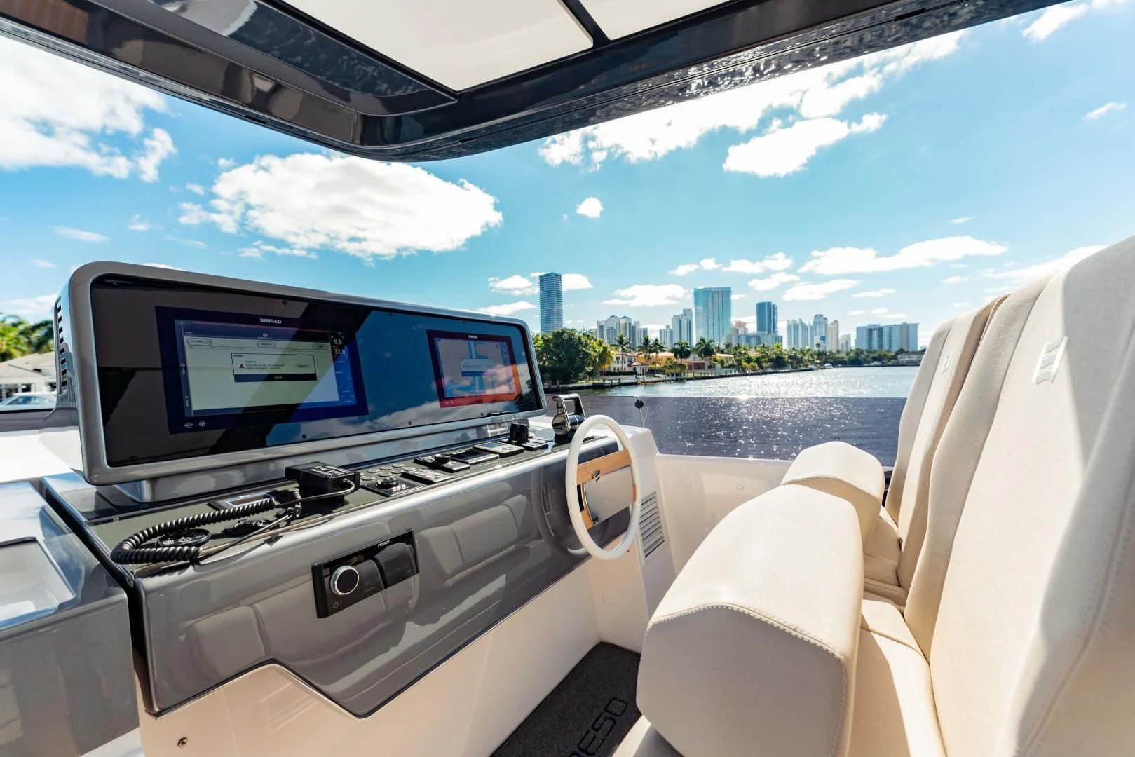 a boat with a laptop on it aboard BESO Yacht for Sale