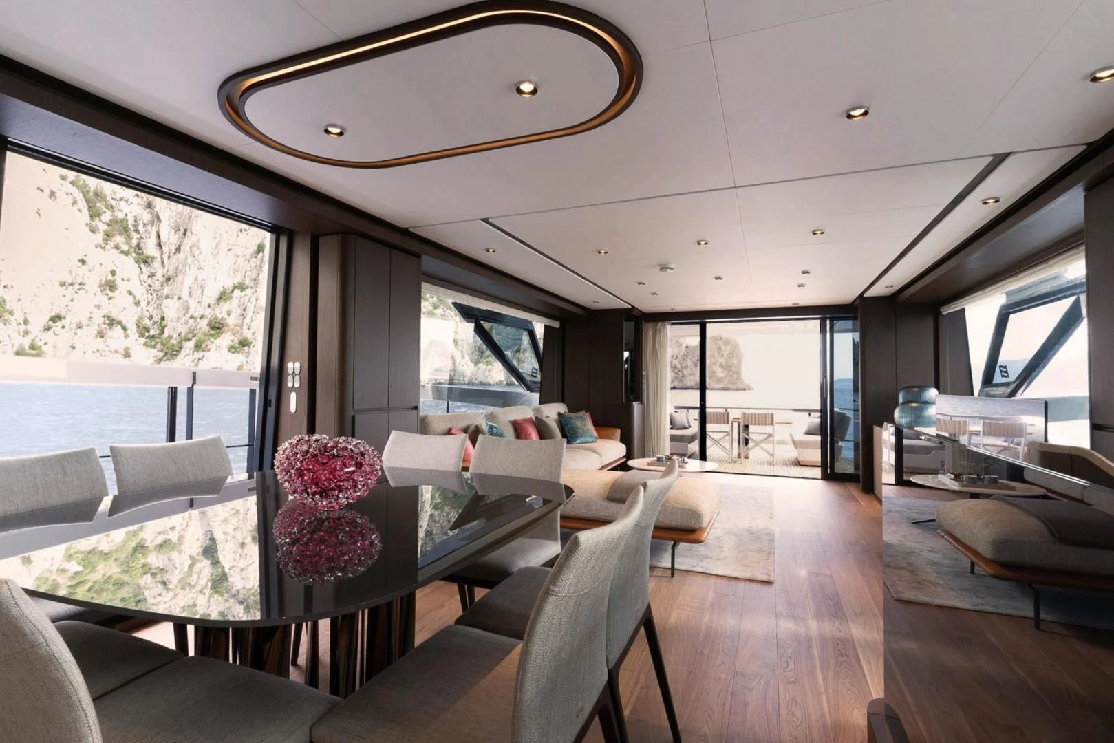 inside of a train aboard BESO Yacht for Sale