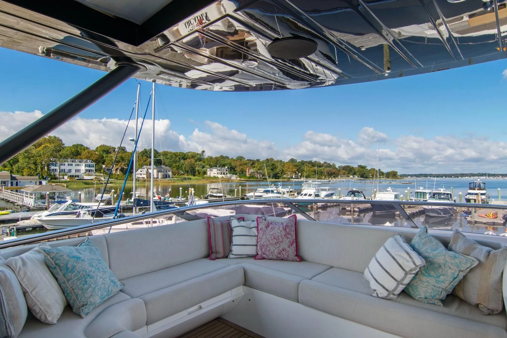 a view of a city from a boat aboard GOLDEN OURS Yacht for Sale