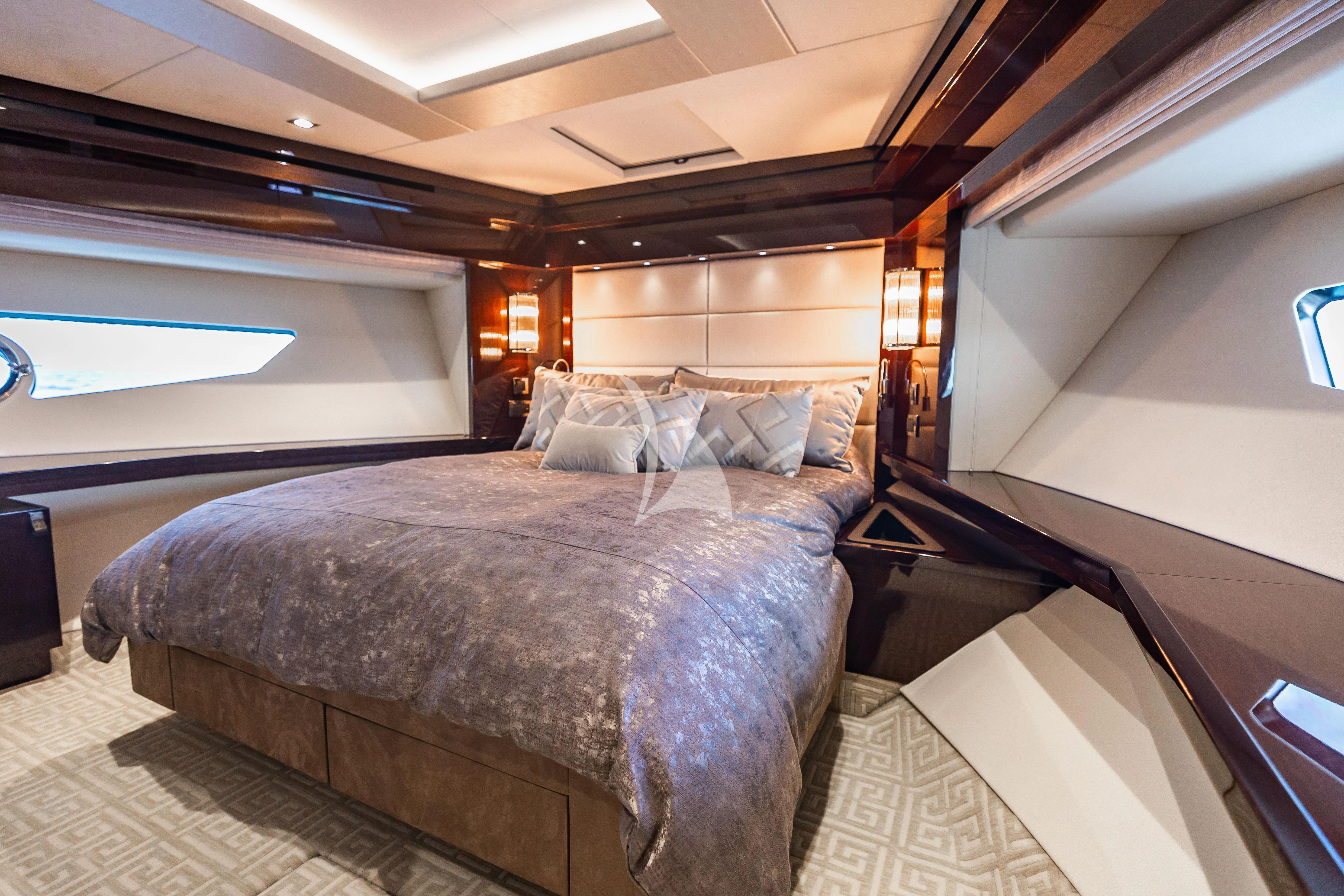 a bed in a room aboard GOLDEN OURS Yacht for Sale