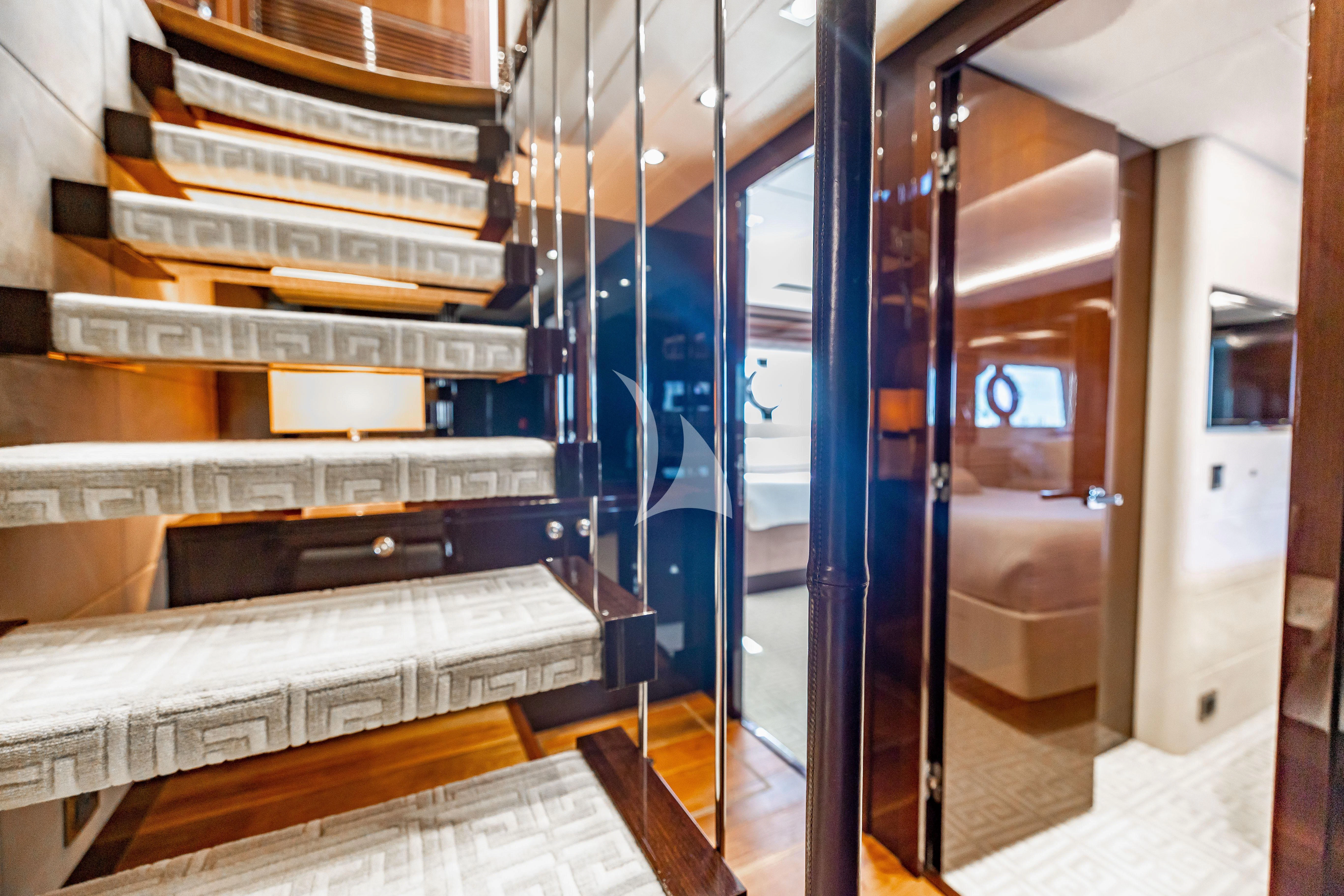 a room with bunk beds aboard GOLDEN OURS Yacht for Sale