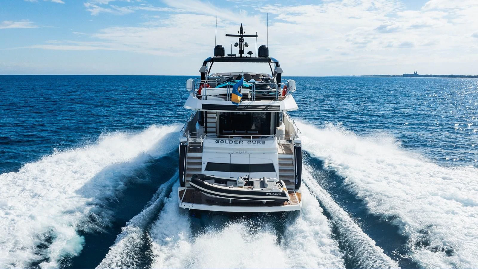 a boat on the water aboard GOLDEN OURS Yacht for Sale