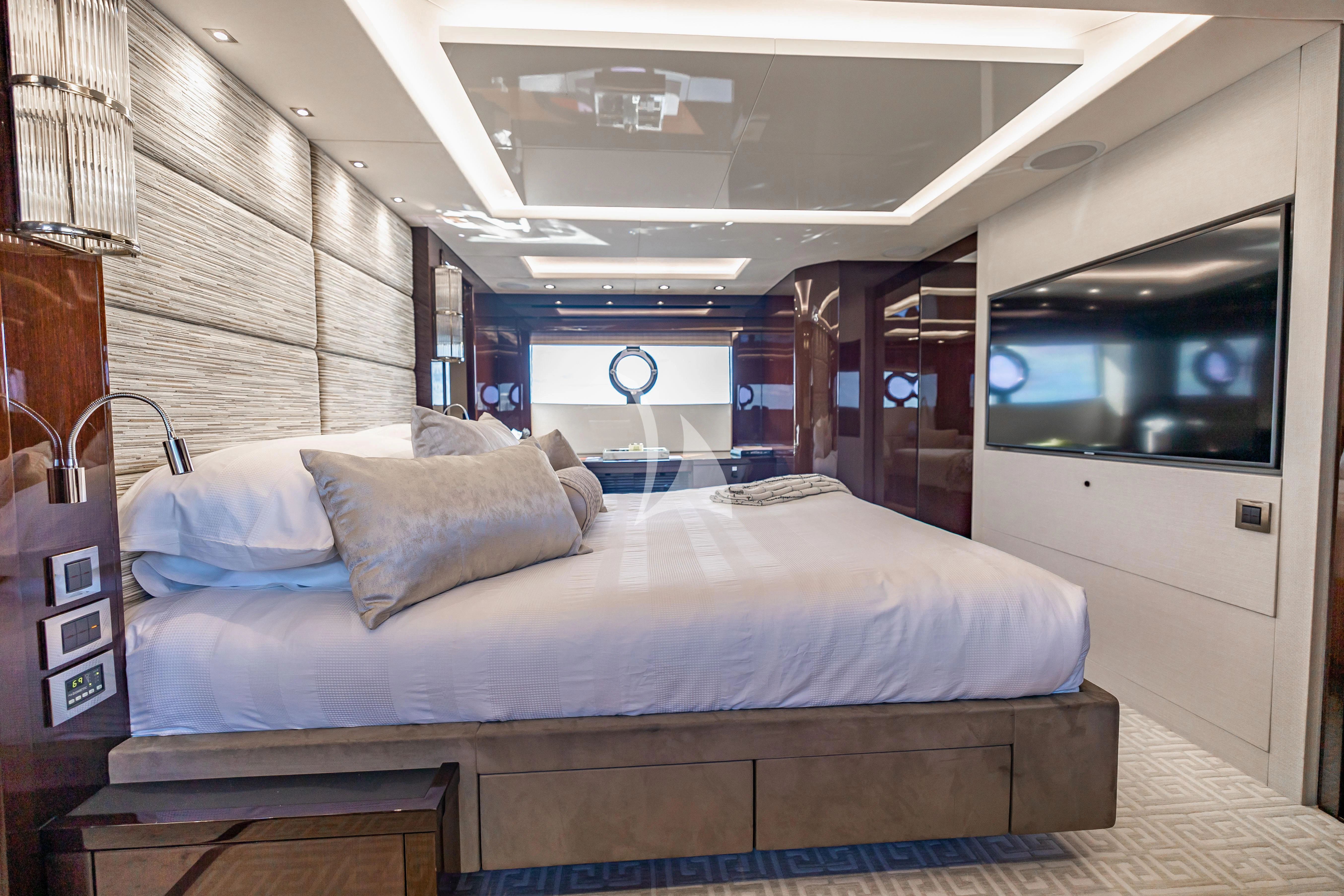 a bed in a cabin aboard GOLDEN OURS Yacht for Sale