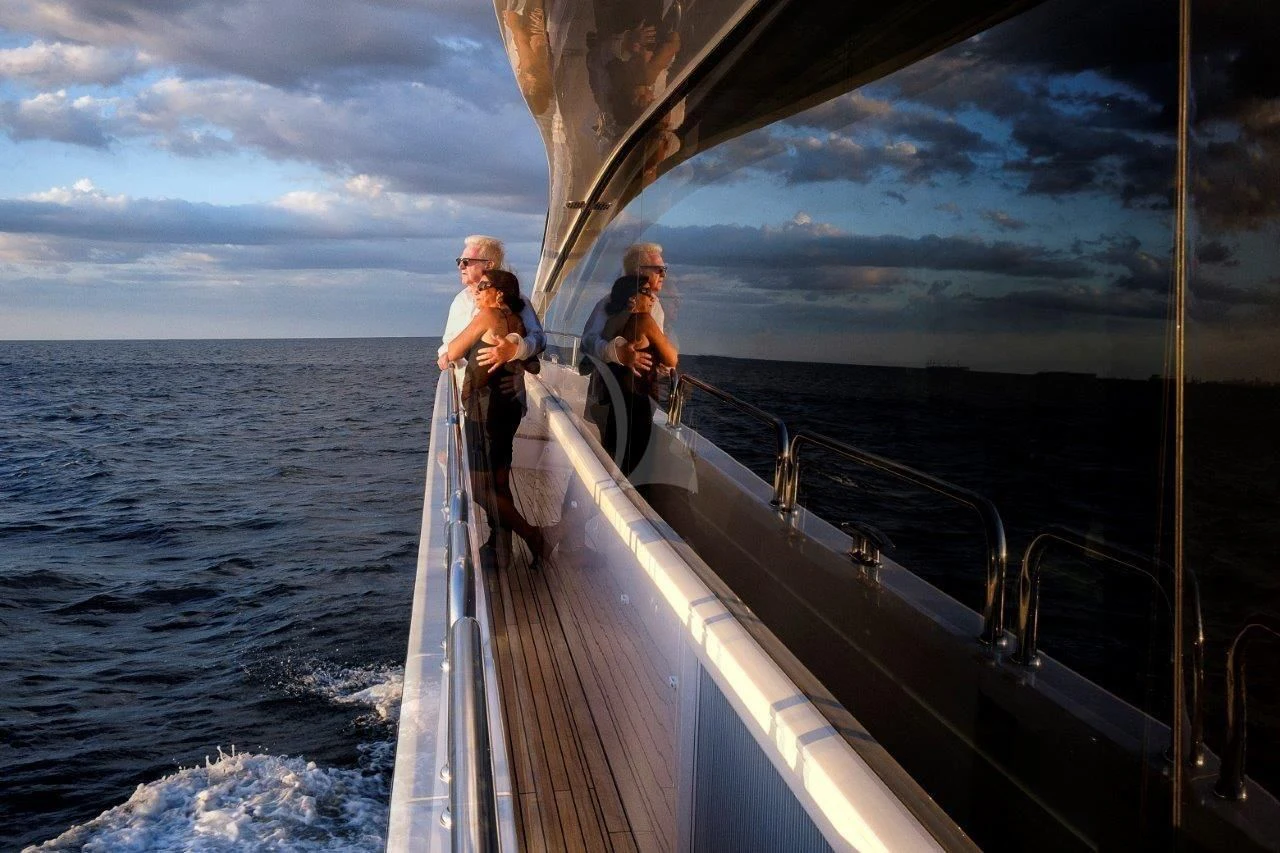 a group of people on a boat aboard GOLDEN OURS Yacht for Sale