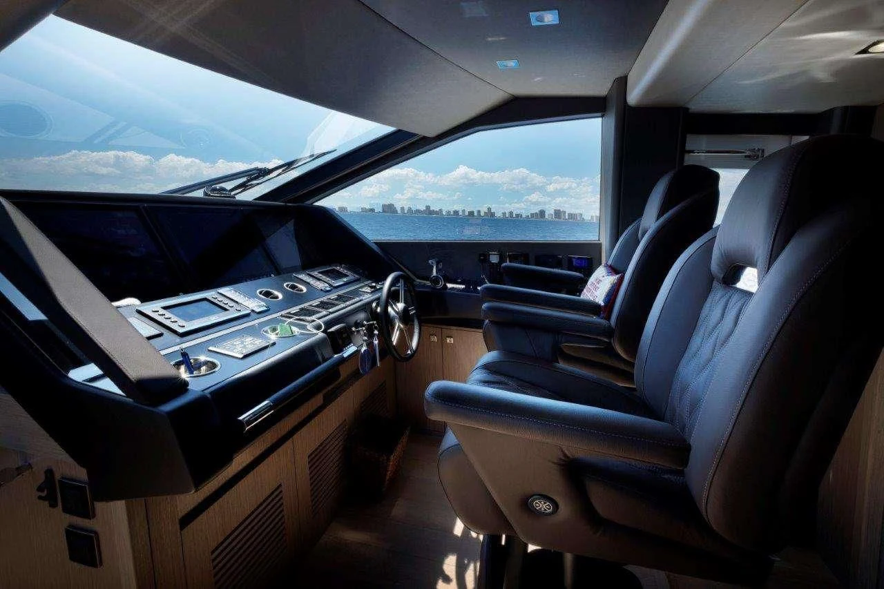 inside of a car aboard GOLDEN OURS Yacht for Sale