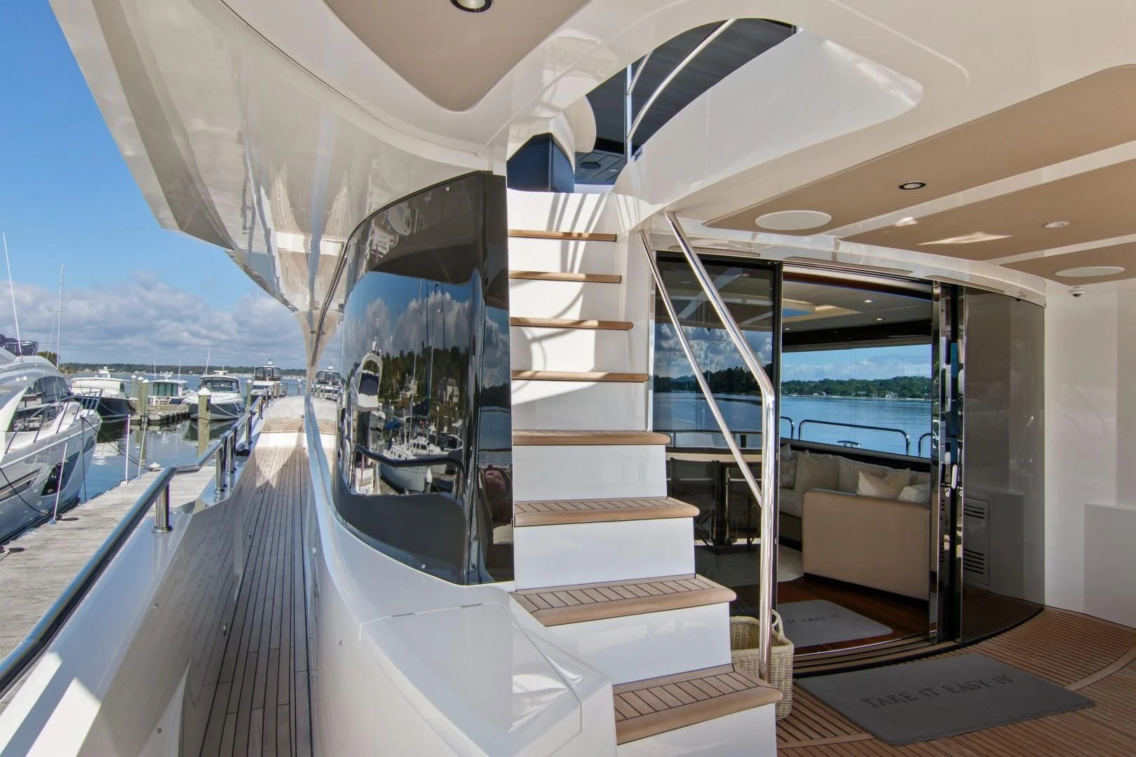 a staircase leading to a boat aboard GOLDEN OURS Yacht for Sale