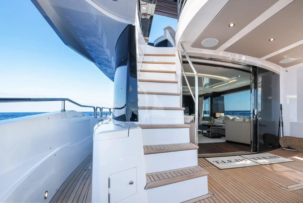 a staircase leading to a room aboard GOLDEN OURS Yacht for Sale