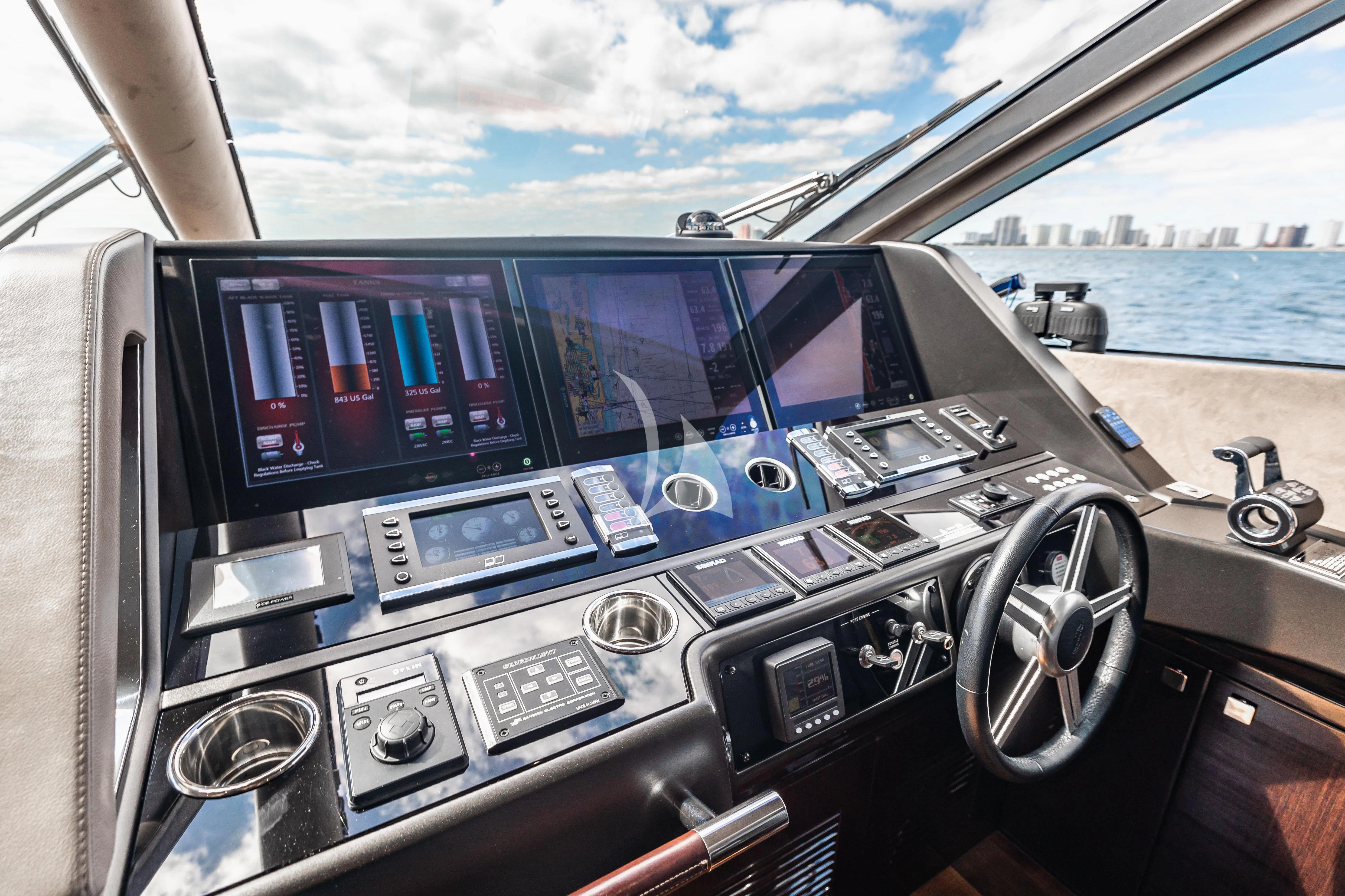 inside of a car aboard GOLDEN OURS Yacht for Sale