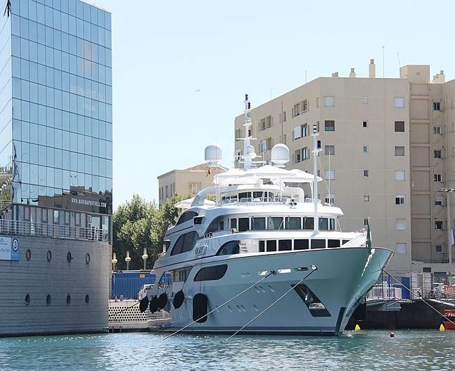 a large white boat in the water aboard GALAXY Yacht for Sale