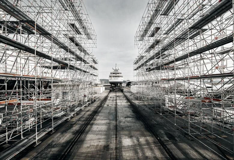 a train on the railway tracks aboard GALAXY Yacht for Sale