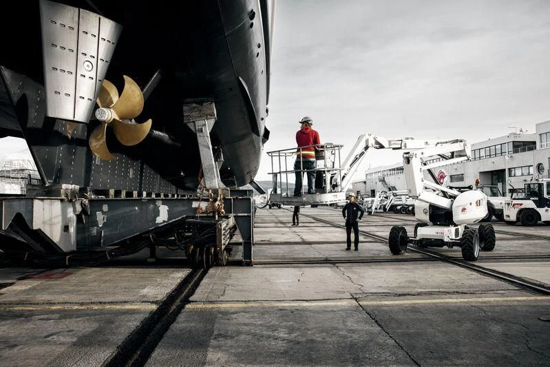 a large machine on a road aboard GALAXY Yacht for Sale