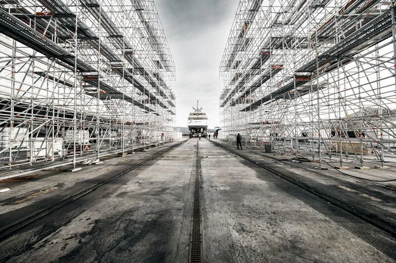 a train station with a large bridge aboard GALAXY Yacht for Sale