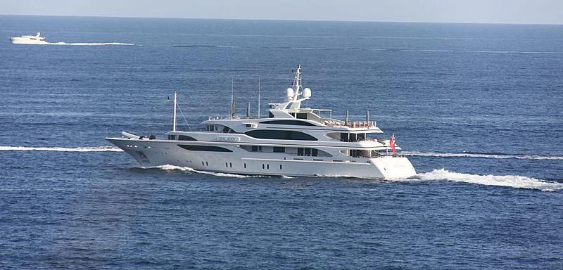 a white yacht in the water aboard GALAXY Yacht for Sale