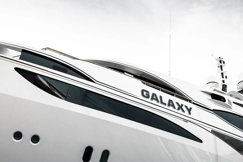 a close-up of a white yacht aboard GALAXY Yacht for Sale