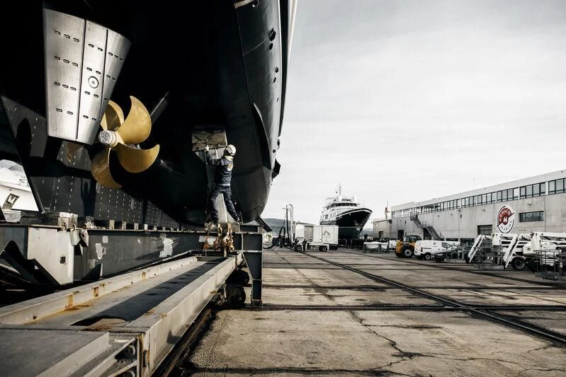 a large machine on the ground aboard GALAXY Yacht for Sale