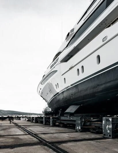 a large white ship aboard GALAXY Yacht for Sale