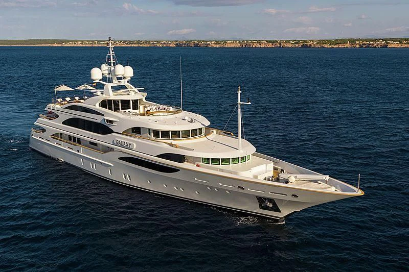 a large white boat in the water aboard GALAXY Yacht for Sale