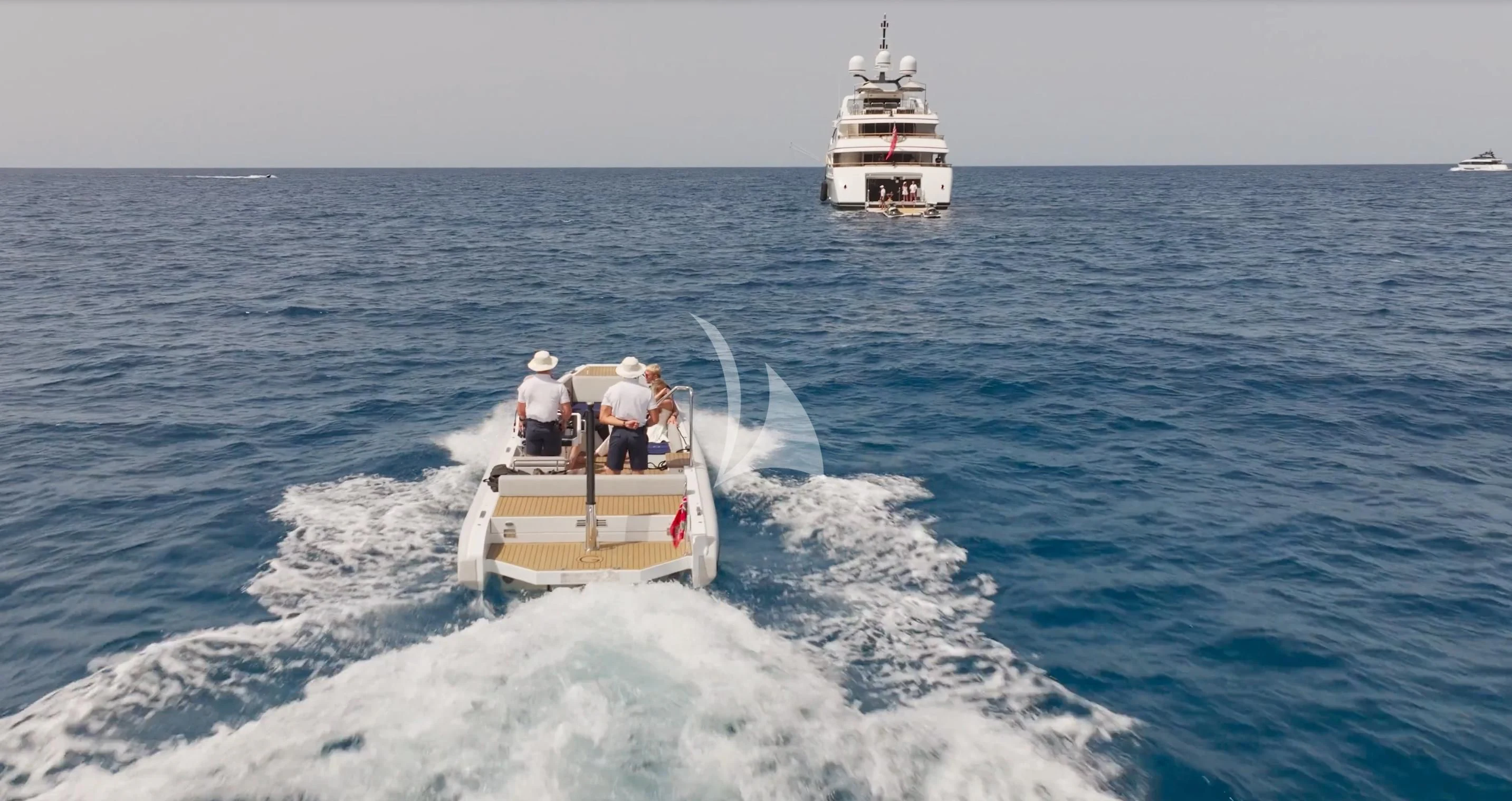 a boat with a group of people on it aboard GALAXY Yacht for Sale