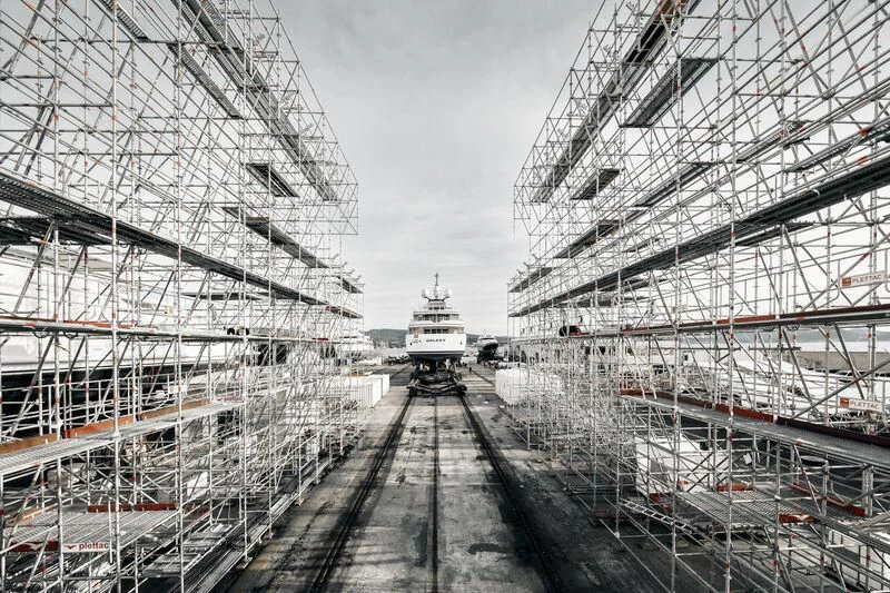 a train on the railway tracks aboard GALAXY Yacht for Sale