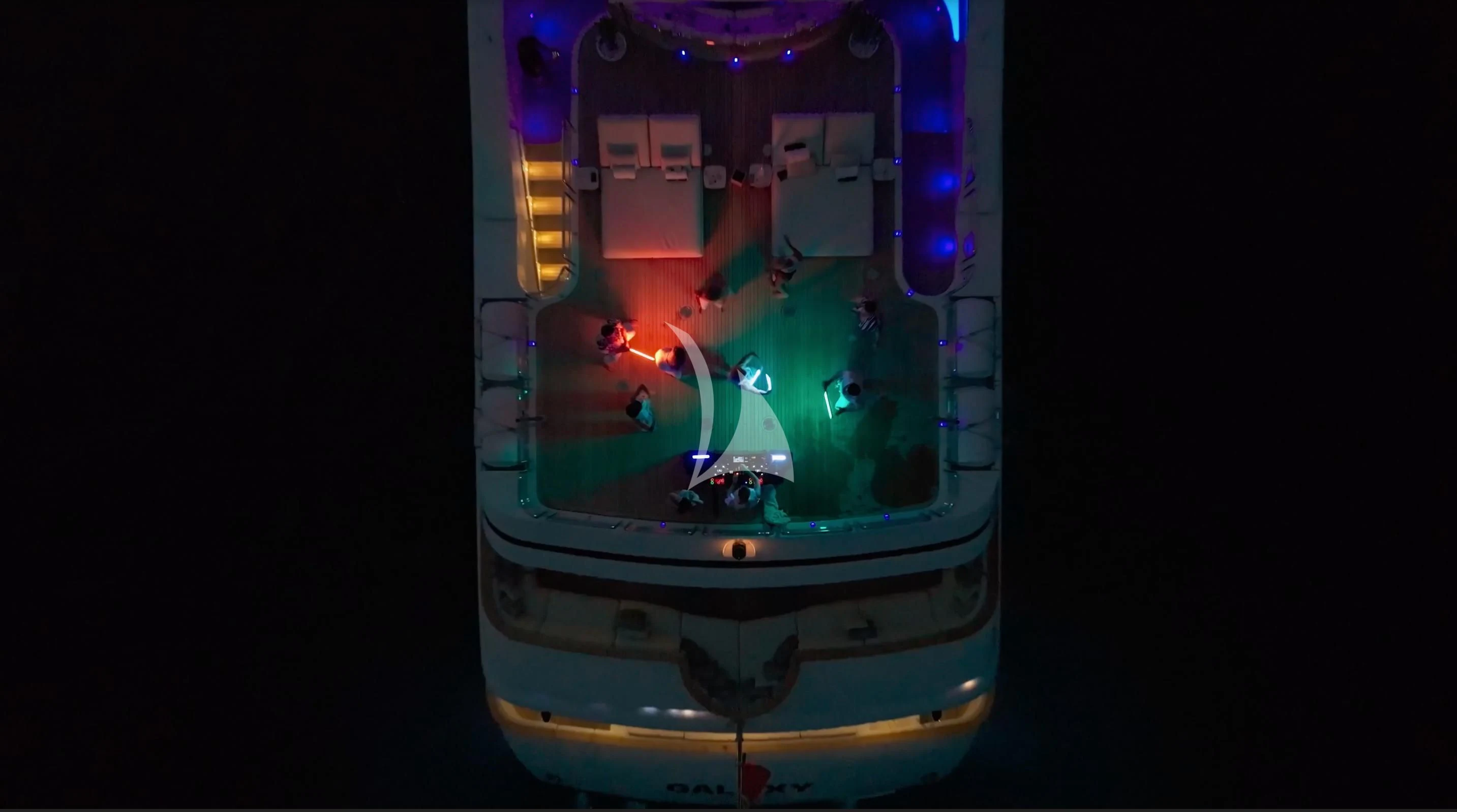 a close-up of a light bulb aboard GALAXY Yacht for Sale