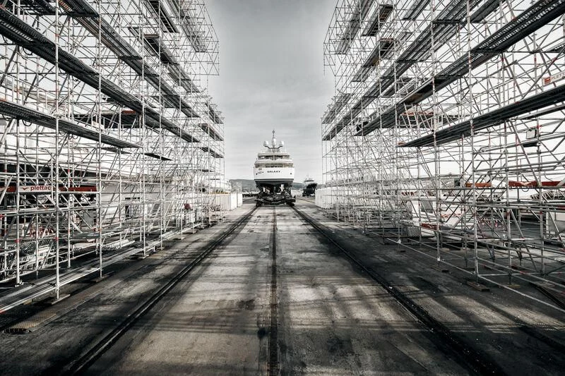 a train on the railway tracks aboard GALAXY Yacht for Sale