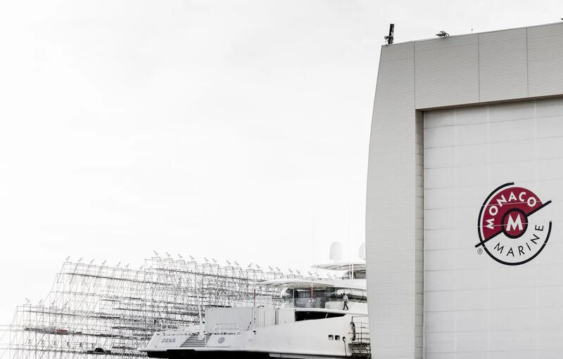 a large building with a sign on it aboard GALAXY Yacht for Sale