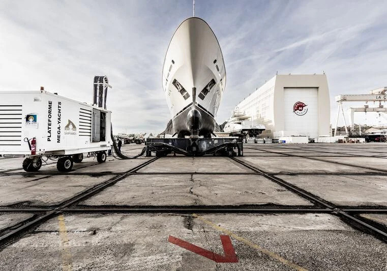 a large satellite dish on a trailer aboard GALAXY Yacht for Sale