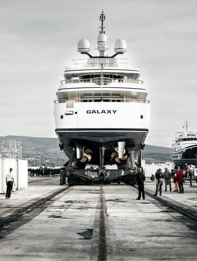 a large white ship aboard GALAXY Yacht for Sale