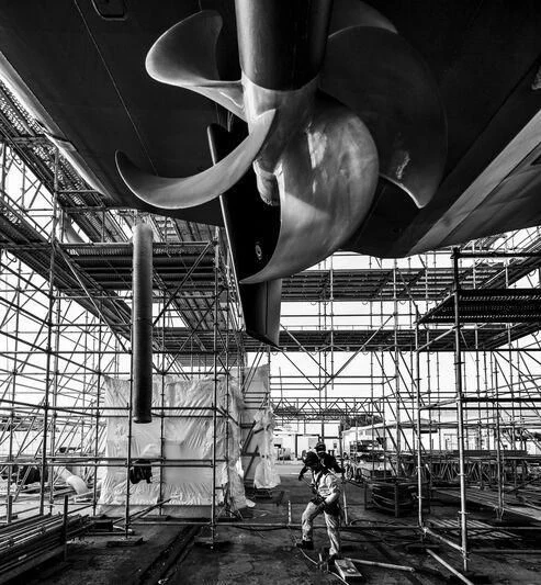 a large metal structure with a large metal object on top aboard GALAXY Yacht for Sale