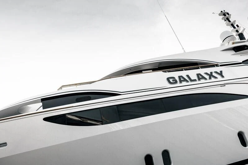 the front of a white car aboard GALAXY Yacht for Sale