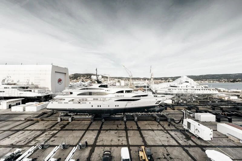 a plane parked in a snowy area aboard GALAXY Yacht for Sale