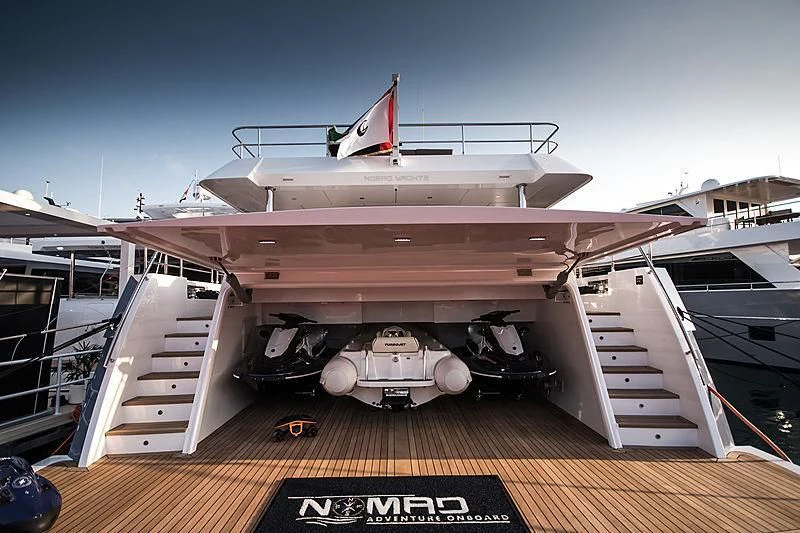 a large building with a staircase aboard DIGNITY Yacht for Sale