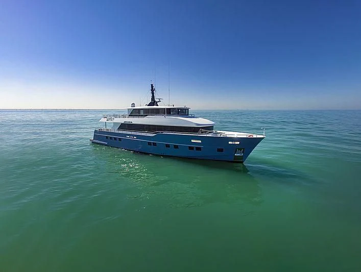 a boat in the water aboard DIGNITY Yacht for Sale