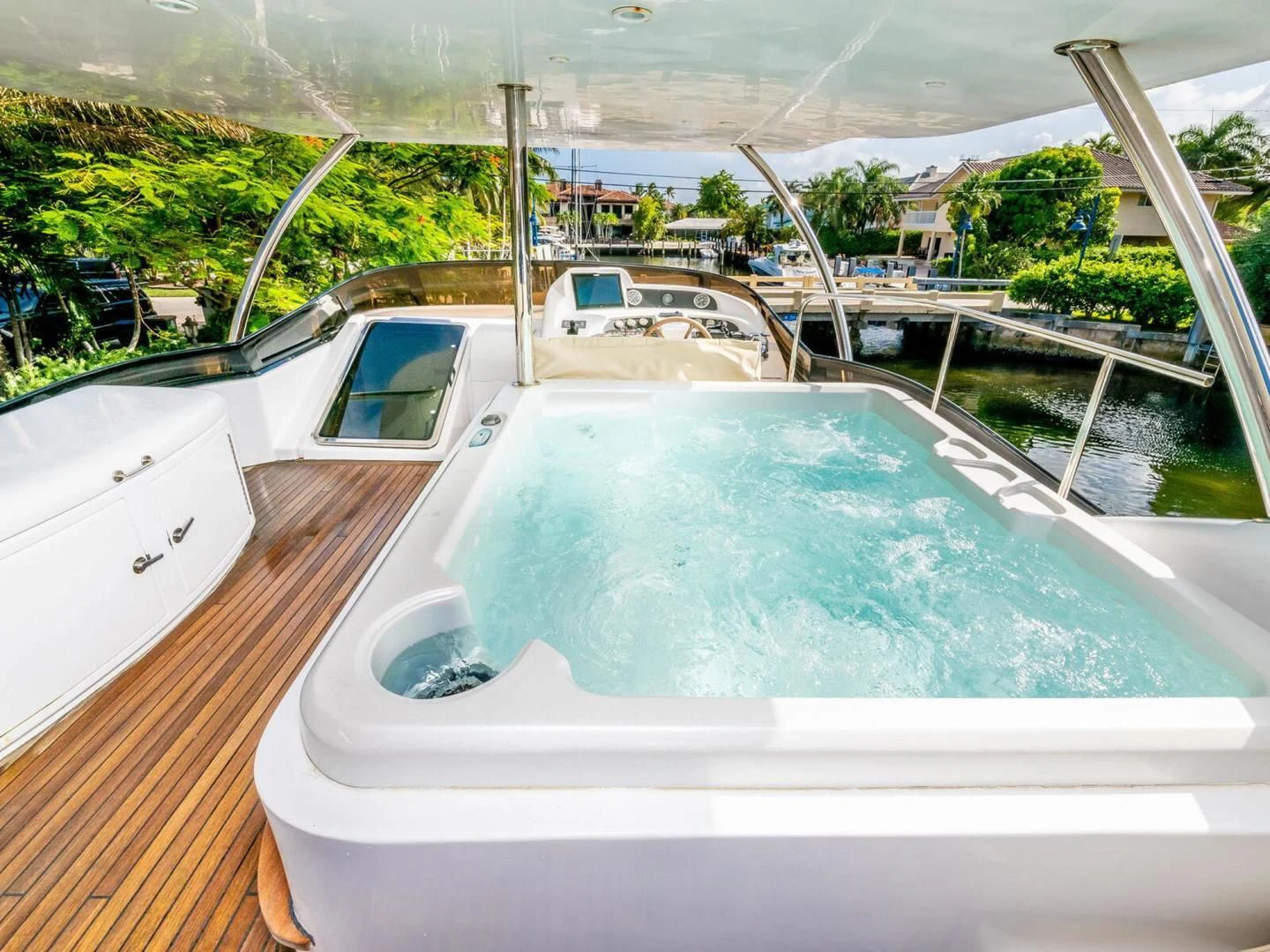 a swimming pool on a deck aboard NUEVA OLA Yacht for Sale