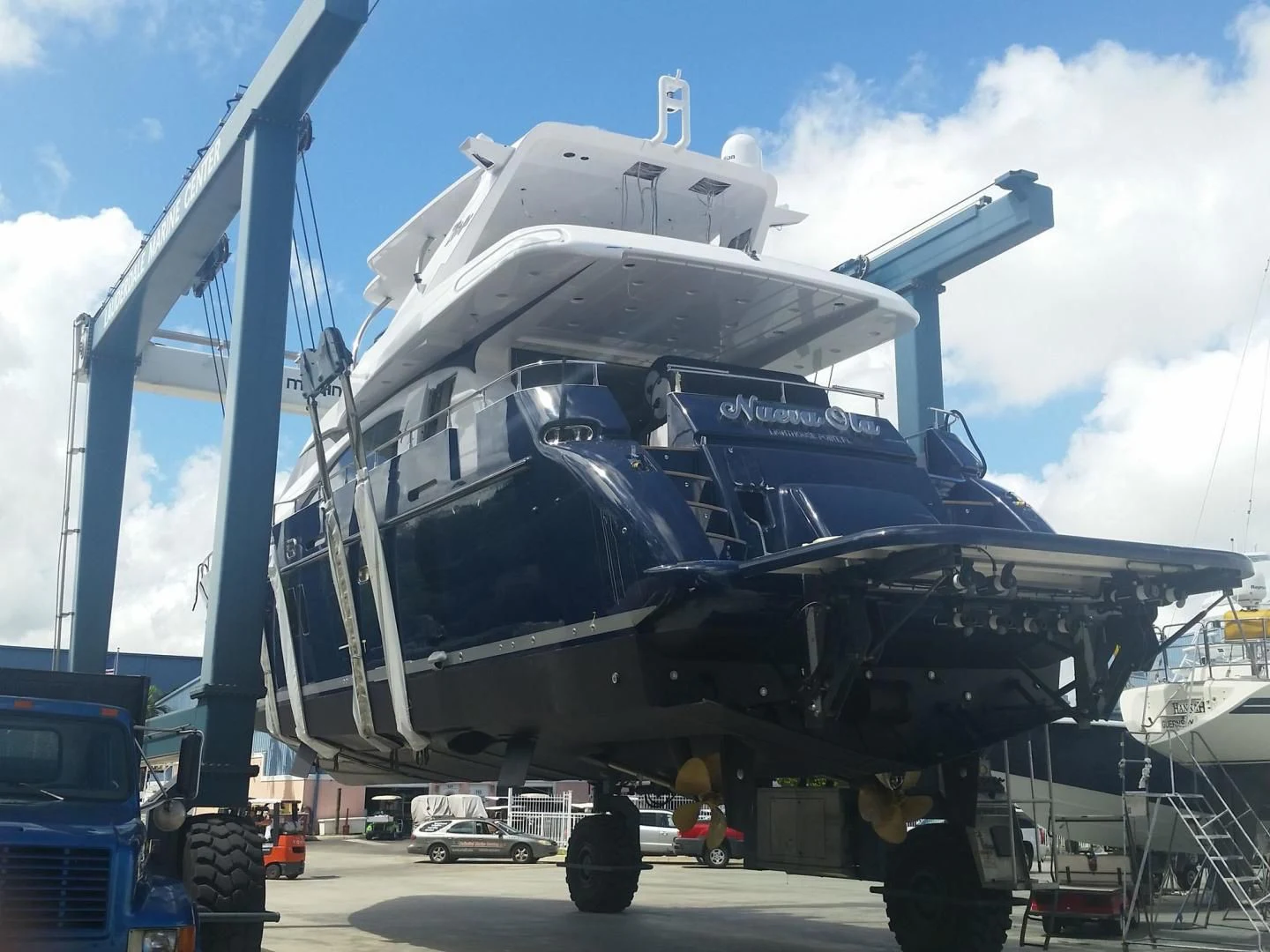 a large metal object with a ladder attached to it aboard NUEVA OLA Yacht for Sale