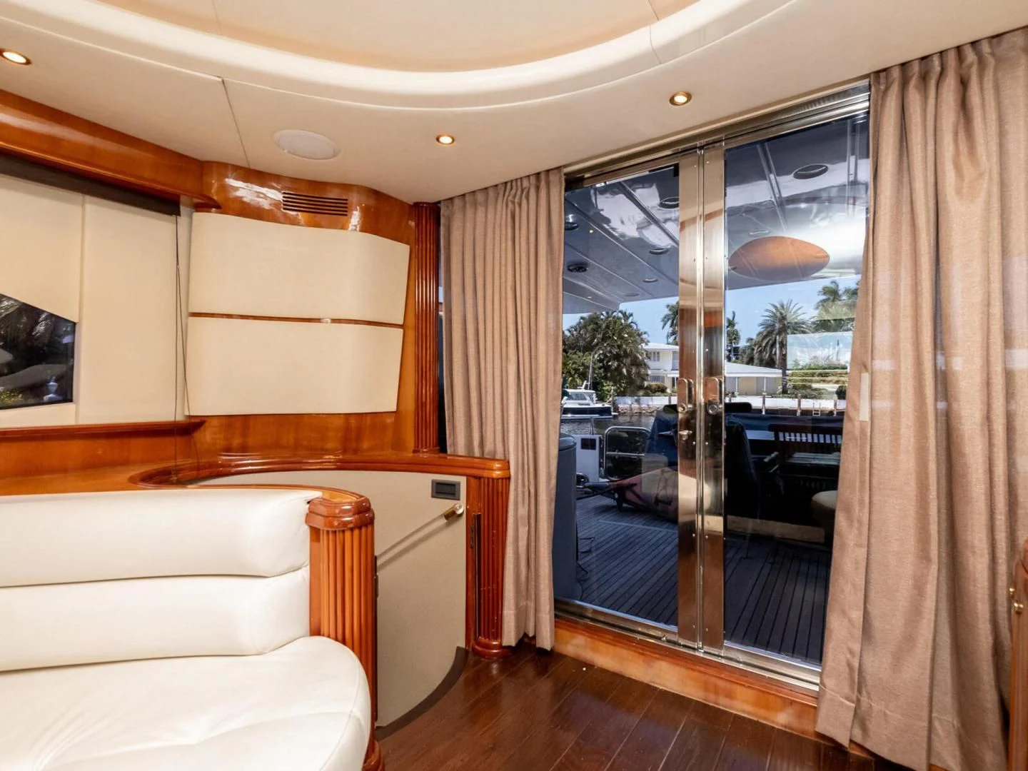 a room with a bed and a window aboard NUEVA OLA Yacht for Sale