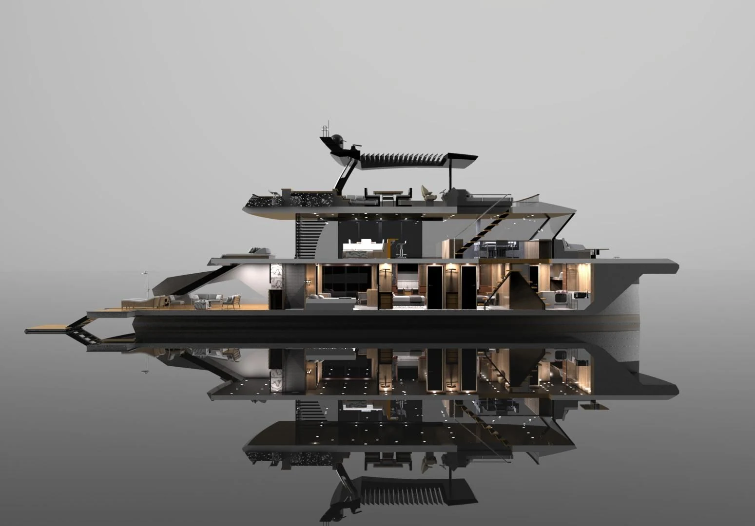 a large grey object with a black object on top aboard CORONA 85 Yacht for Sale