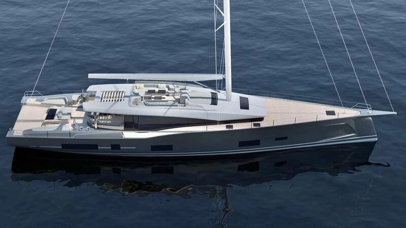 a white yacht on the water aboard CO.ONE 140 Yacht for Sale