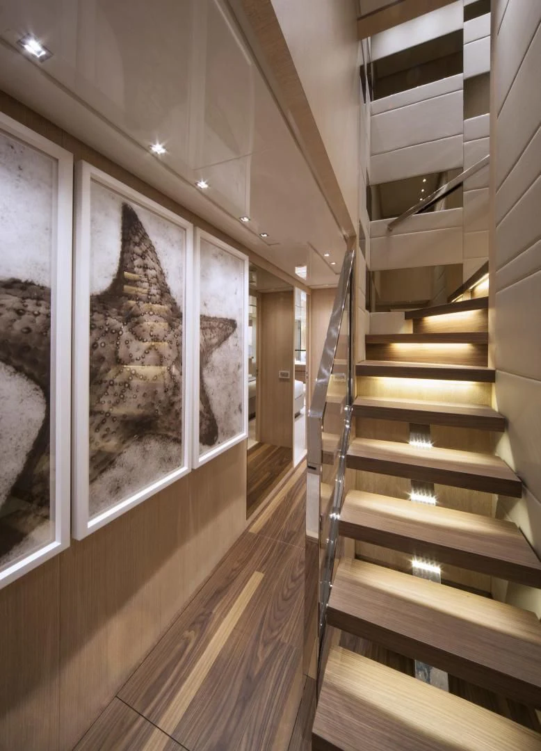 a room with a large mirror aboard GOLDEN YACHT Yacht for Sale