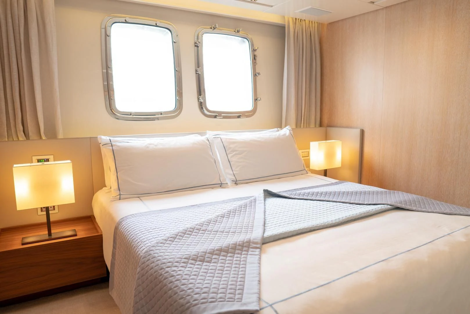 a hotel room with two beds aboard GOLDEN YACHT Yacht for Sale