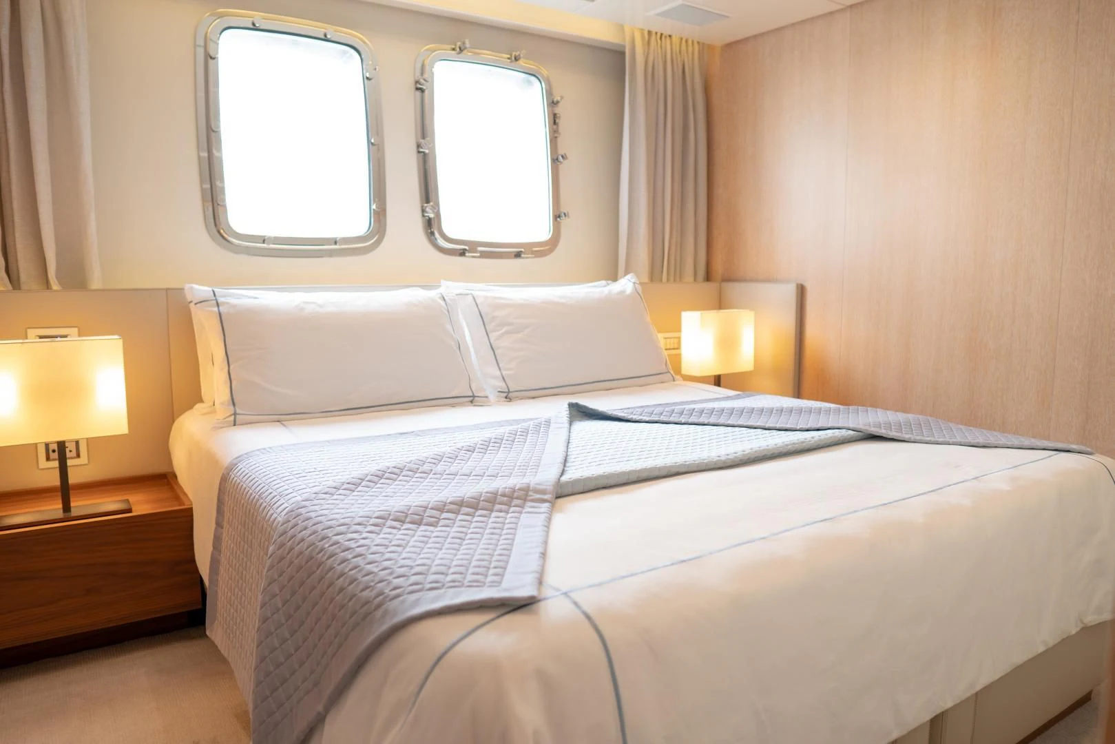 a couple of beds in a hotel room aboard GOLDEN YACHT Yacht for Sale
