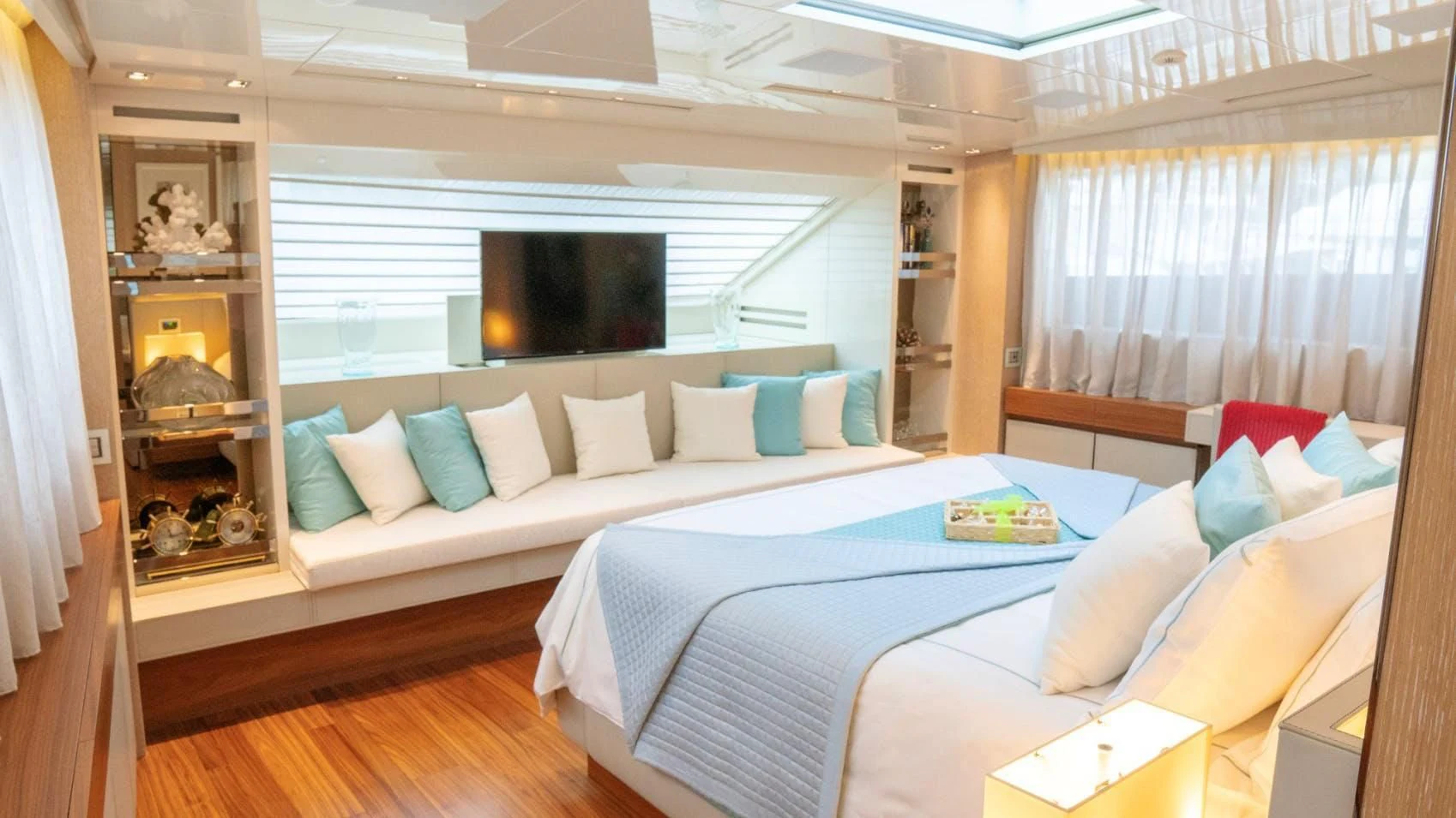 a bed in a room aboard GOLDEN YACHT Yacht for Sale