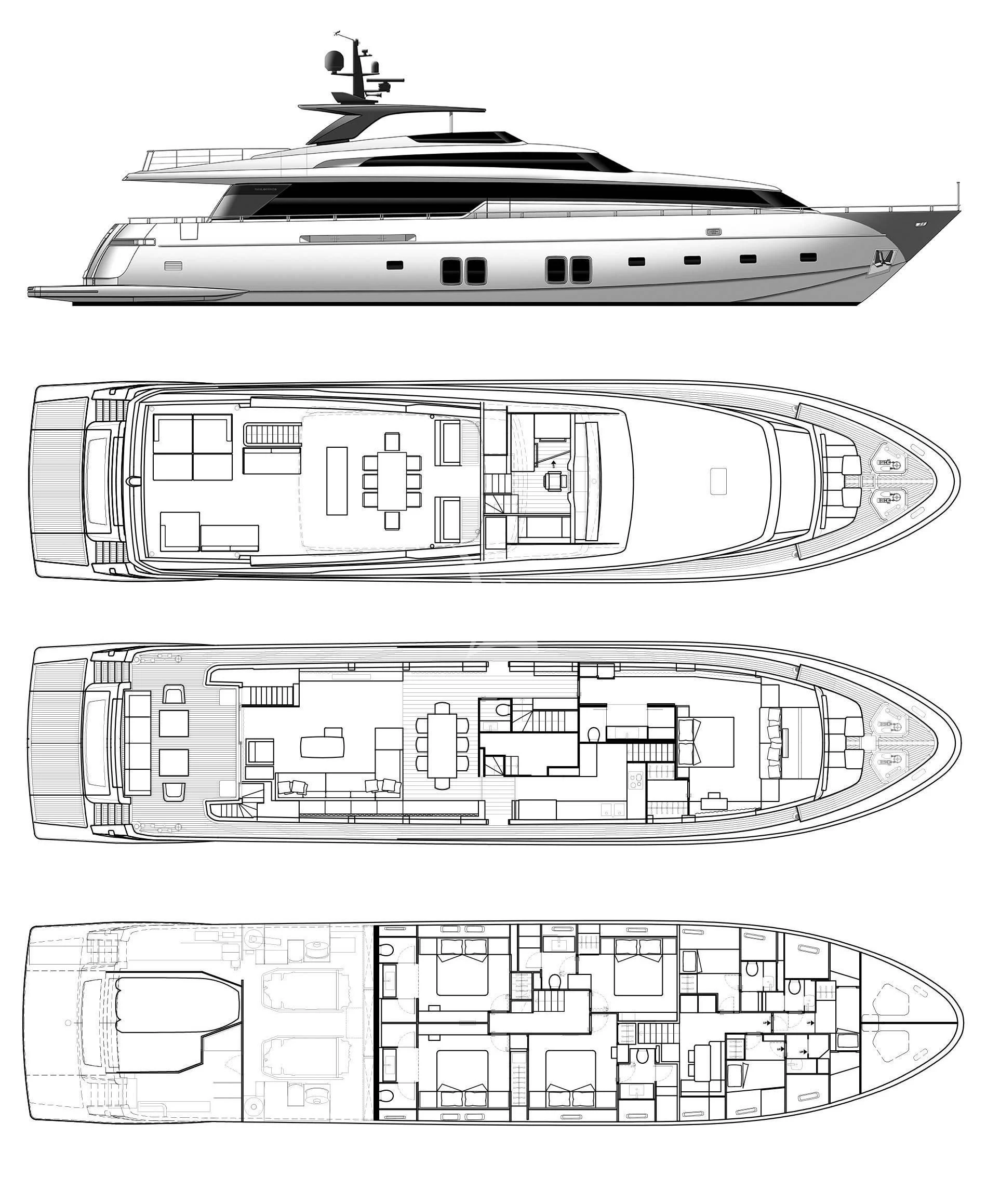 diagram, engineering drawing aboard GOLDEN YACHT Yacht for Sale