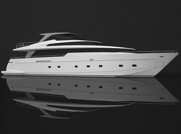 a white yacht with black background aboard GOLDEN YACHT Yacht for Sale