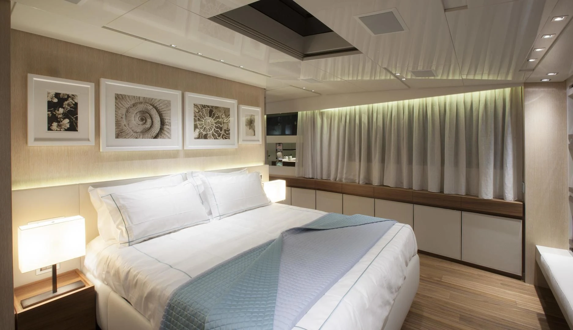 a bed in a room aboard GOLDEN YACHT Yacht for Sale