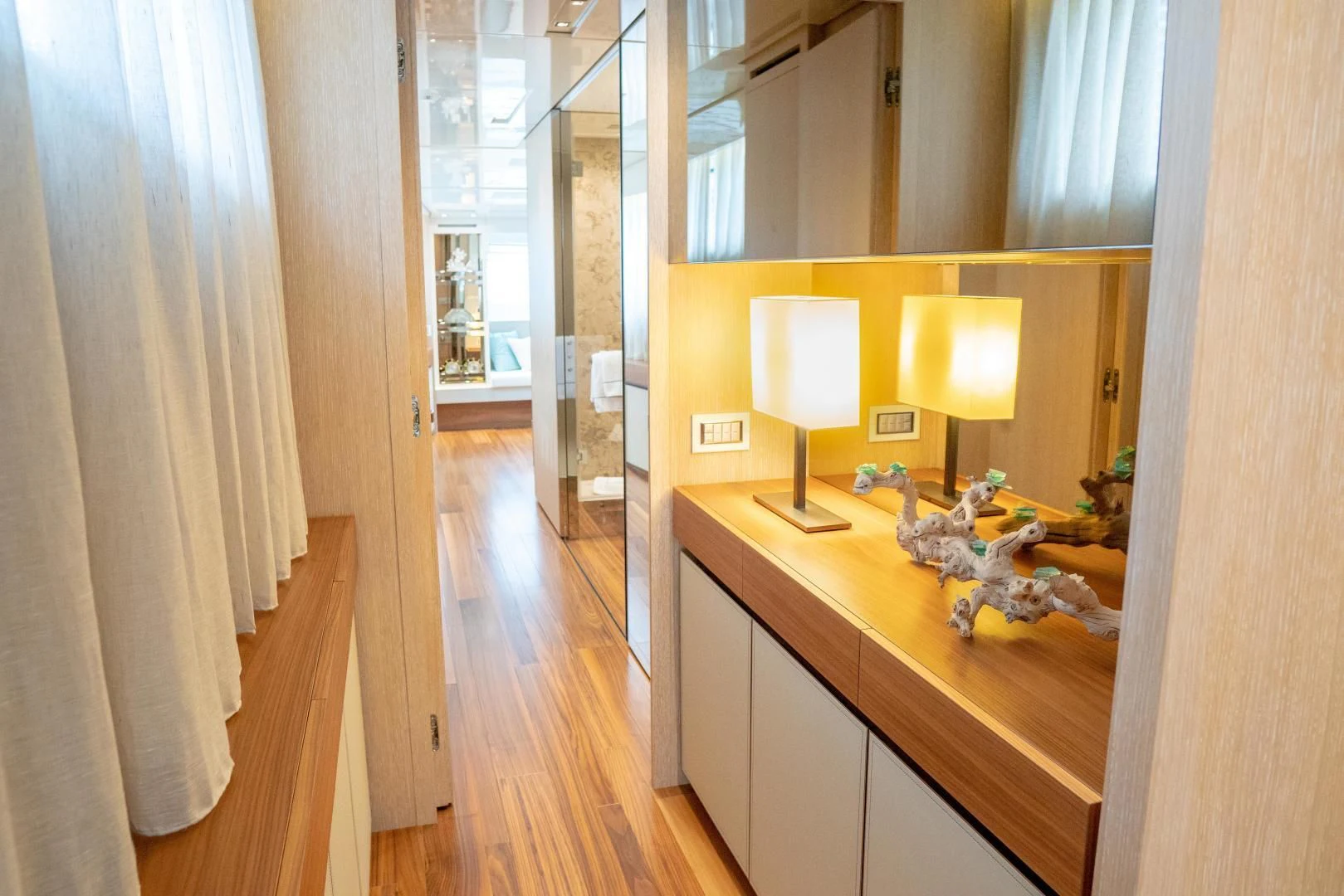 a room with a counter and a lamp on the counter aboard GOLDEN YACHT Yacht for Sale