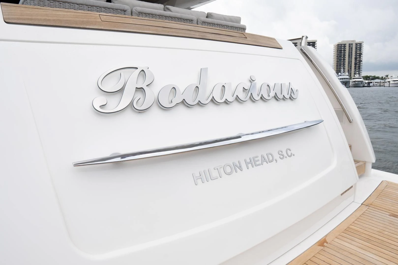 a white sign on a boat aboard GOLDEN YACHT Yacht for Sale