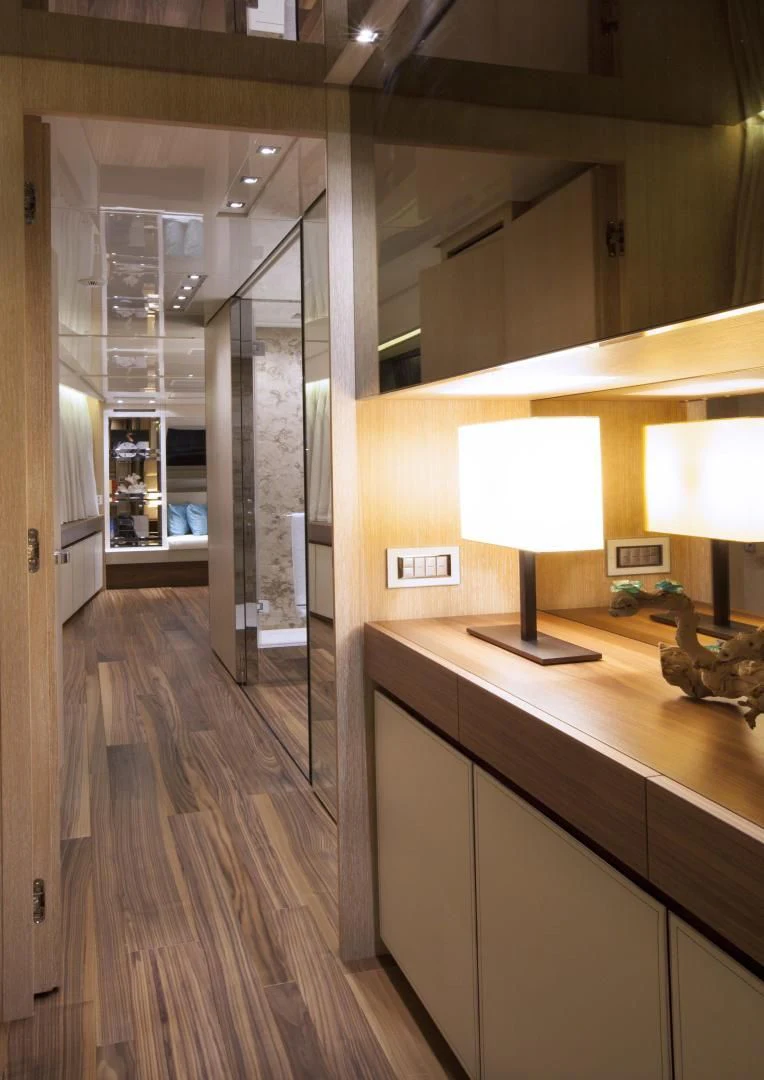 a room with a desk and a lamp aboard GOLDEN YACHT Yacht for Sale