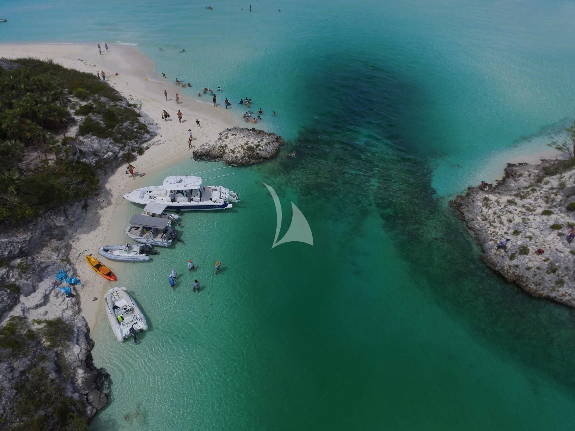aerial view of people on a beach aboard GOLDEN YACHT Yacht for Sale
