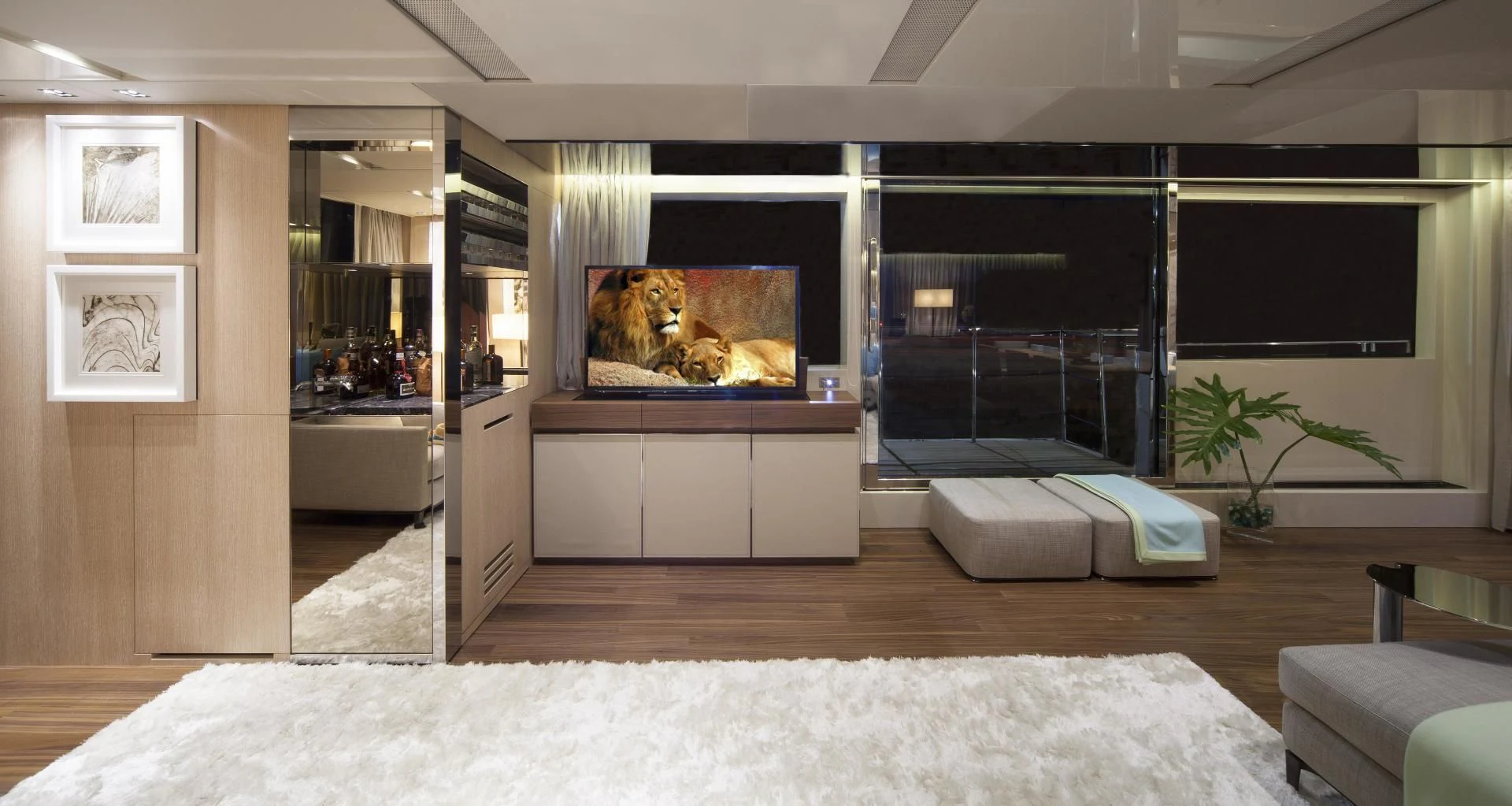 a room with a tv and a couch aboard GOLDEN YACHT Yacht for Sale
